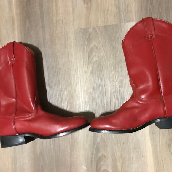 Laredo Ladies Red Leather Western Boots Size 8 - Picture 2 of 6